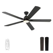 62 Inch Indoor Ceiling Fans with Lights and Remote Control, 6 Speeds Slient R...