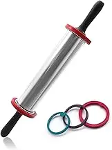 zolyet 11 Inch Stainl Steel Non-Stick Rolling Pin 3 Sections Adjustable Thickn Flour Sticks Pizza Rollers Multicolor