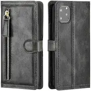 Luxury Leather Zipper Flip Wallet Case for iPhone 11 Pro MAX X XS XR 6 6s 7 8 Plus SE 2020 Card Holder Stand Phone Cover,Case,Gray,for iPhone 9 Pro