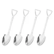 4Pcs 6" Mini Shovel Spoon Stainless Steel Coffee Spoon Dessert Spoon, Silver
