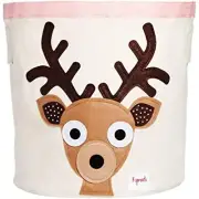3 Sprouts Canvas Storage Bin - Laundry and Toy Basket for Baby and Kids, Deer