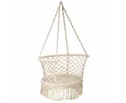 Hanging Hammock Chair Macrame Swing Hand Woven Cotton Backrest Indoor&Outdoor