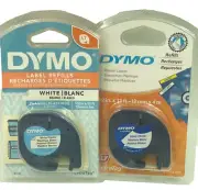 Dymo Label Maker Tape Black on White LetraTag 91331 Refill 2-pack 1/2 in x 1 ft