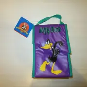 Vintage Retro 1997 Warner Bros Purple Green Daffy Duck Soft Thermos Lunch Bag