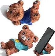 YMrott 4.5 Inch Cell Phone Stand, Cute Resin Bear Stands Holder for All Mobile Phones Table Ornament Accessories Home Office Desk Décor Gift