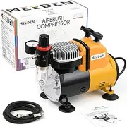 [MEEDEN] Airbrush Compressor for Model Painting - 1/5hp Single Piston Air Brush Compressor - Quiet Air Compressor Kit with Regulator Water Trap Dual Holder Air Hose