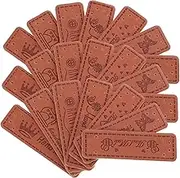 OHPHCALL 140Pcs PU Leather Handmade Tags with Holes for DIY Crafts Knitting Labels for Clothing Accessories and Chic Patterns for Easy Sewing and Personalization