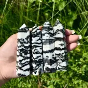 3 ~ 4 inch Zebra Jasper Stone Obelisk Wand Single Point Crystal Tower Decoration