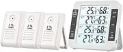 3 Channel Digital Indoor Thermohygrometer with Remote Sensor 328ft/ 100m Backlight Thermometer H dity Meter Comfortable Level Tempe ure H dity with 3 Transmitters for Home White One Size