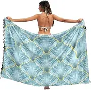 [RPLIFE] Blue Shell Sarong Beach Coverup, Summer Pool Bathing Suit Sarong Wrap for Women, Large, Blue Shell, Large