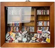 Shake Away Your Anxietys Bookshelf, Tiny Library, Wooden Bookshelf, 2024 Anti-Anxietys Bookshelf Ornaments, Bookshelf Shaking Display with 200 Minature Books for Book Lovers Gift