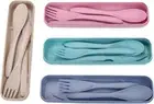 1 Set of 4 Piece Pink Wheat Straw & Polypropylene Contemporary Cutlery Set