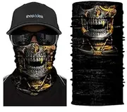 [ShopINess] Unisex Tube Scarf for Adults Multifunctional Headband Bandana Neck Gaiter with Ear Loops for Motorbike Sport Parties Halloween and Carnival Outdoor Activities - Skull
