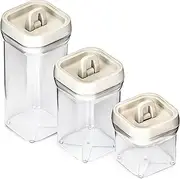 [DecorRack] 3 Airtight Food Storage Containers -BPA-Free Containers with Easy Lid Seal, Assorted Sizes (Ivory)