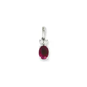 14k White Gold Real Diamond u0026 Ruby Pendant