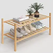 Z&L HOUSE 2-Tier Shoe Rack for Closet, Stackable Shoes Rack Organizer Free Standing Shoe Shelf for Entryway and Closet Hallway, Multifunctional Bamboo Rack in Different Combinations (2-Tier)