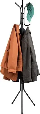 Mind Reader Standing Metal Coat Rack Hat Hanger 8 Hook, Black