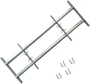 vidaXL Steel Adjustable Security Grille for Windows with 2 Crossbars, Width Extendable from 700-1050mm, Easy Assembly, Silver