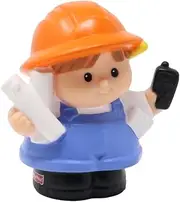 Fisher-Price Replacement Part for Collectible Little People Construction Crane and Quarry Building Playset C0300 - Replacement Architect Foreman Figure - Carrying Plans and Phone - Brown Hair