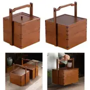 Bamboo Food Storage Box Bamboo Basket with Lid for Bread Mooncake Snacks
