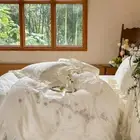 Bedding Set 4 Pieces Embroidery Rose Flower Duvet Cover Flat Sheet 2 Pillowcases