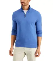 Club Room Men Birdseye Quarter-Zip Pullover Laser Blue Size S 1173