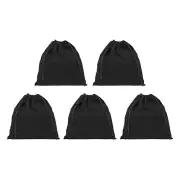 5Pcs 14x14" Large Velvet Bags with Drawstrings Hair Dryer Bag Travel Bag Black