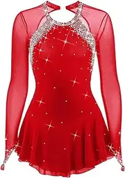 [LIUHUO] Dark Black Skating Skirt Lady's Skating Costume Girls Simple Generous Figure Skating Dress Women