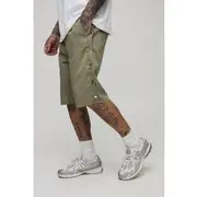 Mens Light Khaki Tall Relaxed Fit Popper Side Drawcord Shorts