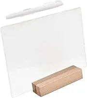 HOODANCOS 1Set Acrylic Message Board with Wooden Stand Glowing Dry Erase Board Includes Erasable Pen for Easy Writing Drawing for Home Office