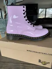 Dr. Martens 1460 Pink Patent Leather Lamper Doc Lace Up Boots Wm Sz 10 New w/Box