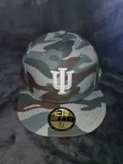 NEW ERA 59 FIFTY NCAA INDIANA HOOSIERS GREEN CAMO FITTED HAT SZ 7 1/2 MENS NEW