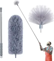 Cobweb Duster with Extension Pole, Spider Web Brush & Ceiling Cleaning Kit, 254CM Microfiber Feather Duster Cleaner with Washable Head for Ceiling Fan