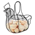 Wire Egg Storage Basket w/ Black Chicken for Chicken Egg Metal Mesh