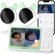 Boifun Split-Screen Baby Monitor, 4.3" Audio Baby Monitor with 2 Cameras, APP AU