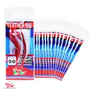 20pks Red White Size 5/0 Fishing Rockfish Feather Rig 2-hook Rock Cod Fish Bait