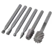 6PCS HSS Rotary Multi Tool Burr Routing Router Bit Mill Cutter Attachment Compat