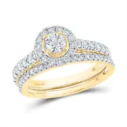 14k Yellow Gold Round Diamond Bridal Wedding Ring Set 1 Cttw (Certified)