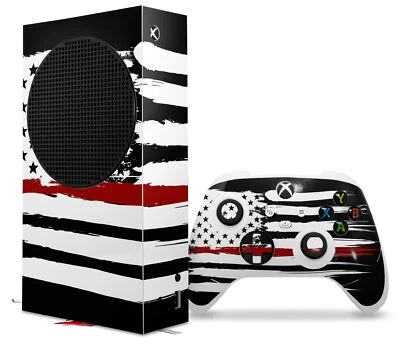 Skins XBOX Series S Console Controller Brushed USA American Flag Red Line