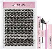 Lash Extension Kit 280 Pcs DIY Individual Cluster Lashes D Curl Lash Cluster Kit with Eyelash Bond and Seal, Remover, Tweezers Applicator for False Eyelashes Extensions at Home(50D-9-16mix Kit)