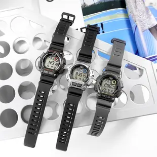 CASIO 卡西歐 / 多功能運動 計步器 防水 電子數位 橡膠手錶 灰x黑 / WS-2100H-1A2 / 45mm