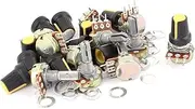 Aexit 11Pcs (Control electrical) B5K 5Kohm 20mm Linear Rotary Shaft Audio Taper (51ry717qf388) Potentiometers Yellow