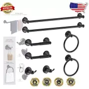 Stylish Matte Black Towel Rack Set - 8 Essential Bathroom Accessories