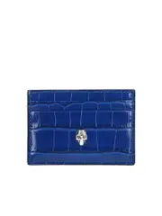 Alexander Mcqueen Skull Card Holder in Deep Blue