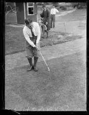 Golfer Thomas Howard using a wood club at the Dunlop Cup, NSW, 17 - Old Photo