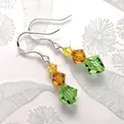 Peridot Austrian Crystal Earrings Topaz Swarovski Beads Sterling Hook AUS Made