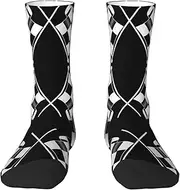 [EdWal] Soft Black White Formula Checkered Flags Pattern print Moisture Wicking Socks Sports Socks for Men and Women Warm thermal Boot Hiking Socks