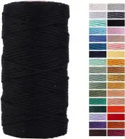 Black Macrame Cord 3mm x 109Yards,Colored Cotton Rope x 109yards,