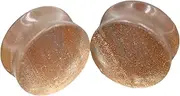 [Decentraland] 2 PCS 6mm(2G) Glass Gold Wire Double Horn Shape Stone Ear Expander Ear Plug Extender Measuring Instrument Men And Women Piercing Jewelry
