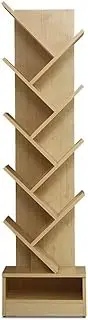 Artiss Bookshelf, 9 Tier Shelf Corner Wall Shelves Display Cabinet Bookcase Storage Rack Home Living Room Bedroom Office Furniture, 15mm Thick Particle Board Natural